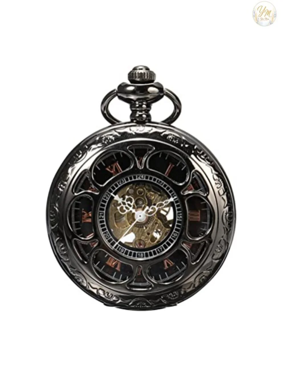 Men's Vintage Pocket Watch with Chain Hand Wind Mechanical Steampunk Skeleton